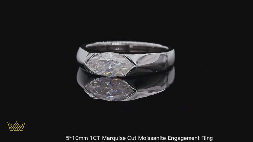1ct D Color Moissanite Marquise Cut Engagement Men's Ring