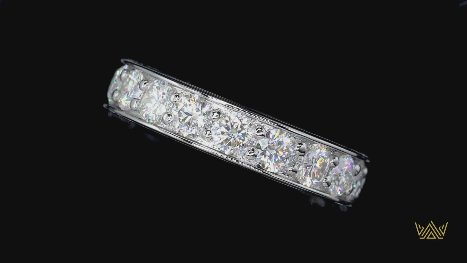 3.5mm D Color Moissanite Eternity Wedding Band