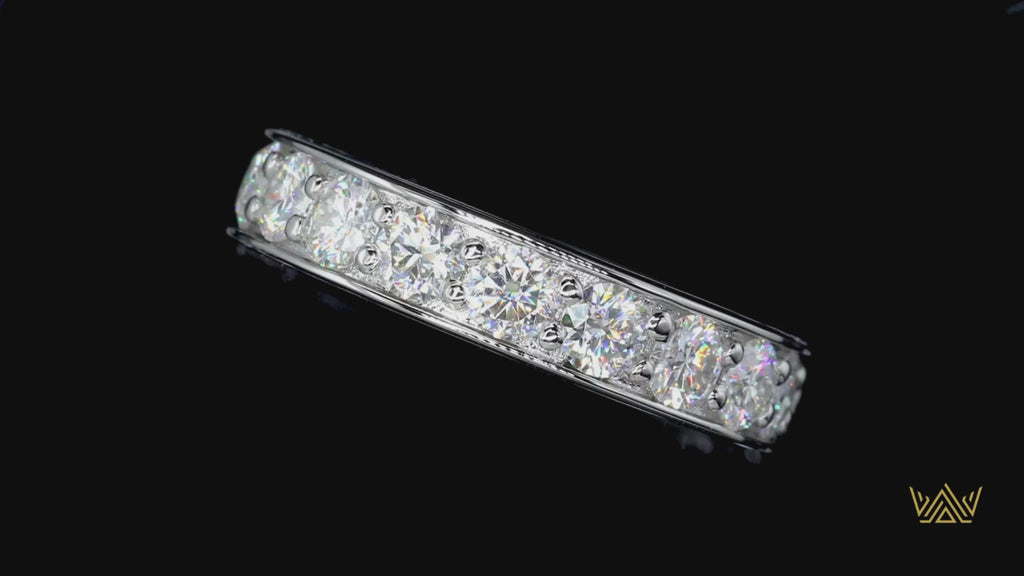 3.5mm D Color Moissanite Eternity Wedding Band