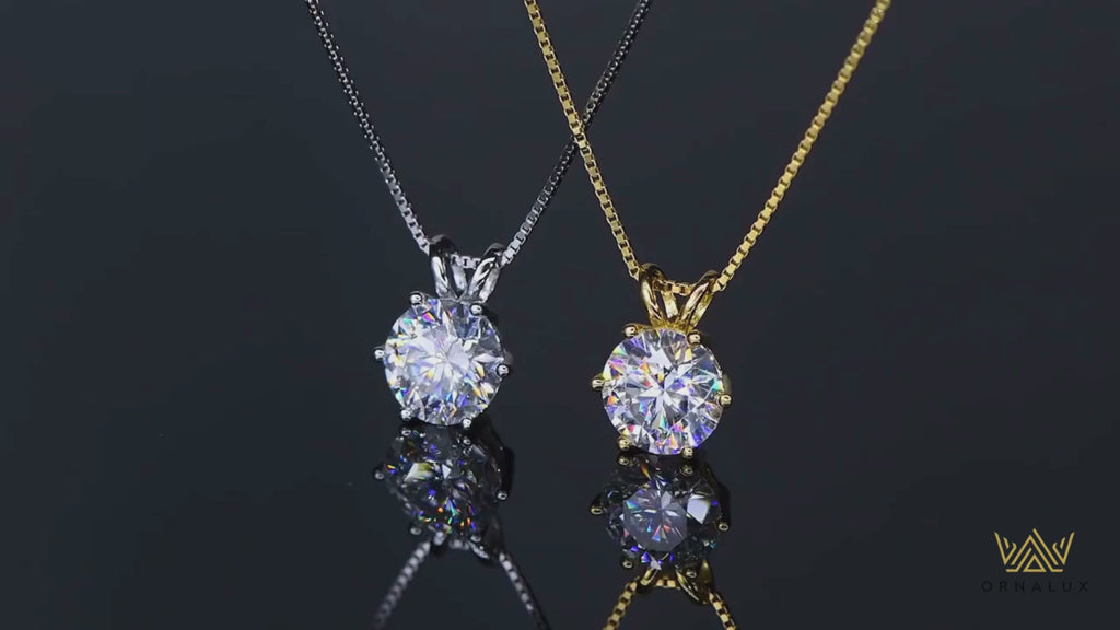 Luxury 3.0 Carat Round Cut Moissanite Pendant Necklace