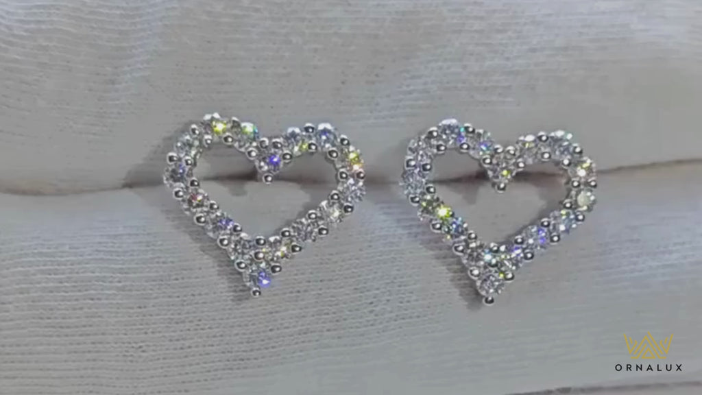 Heart Moissanite Stud Earrings D Color