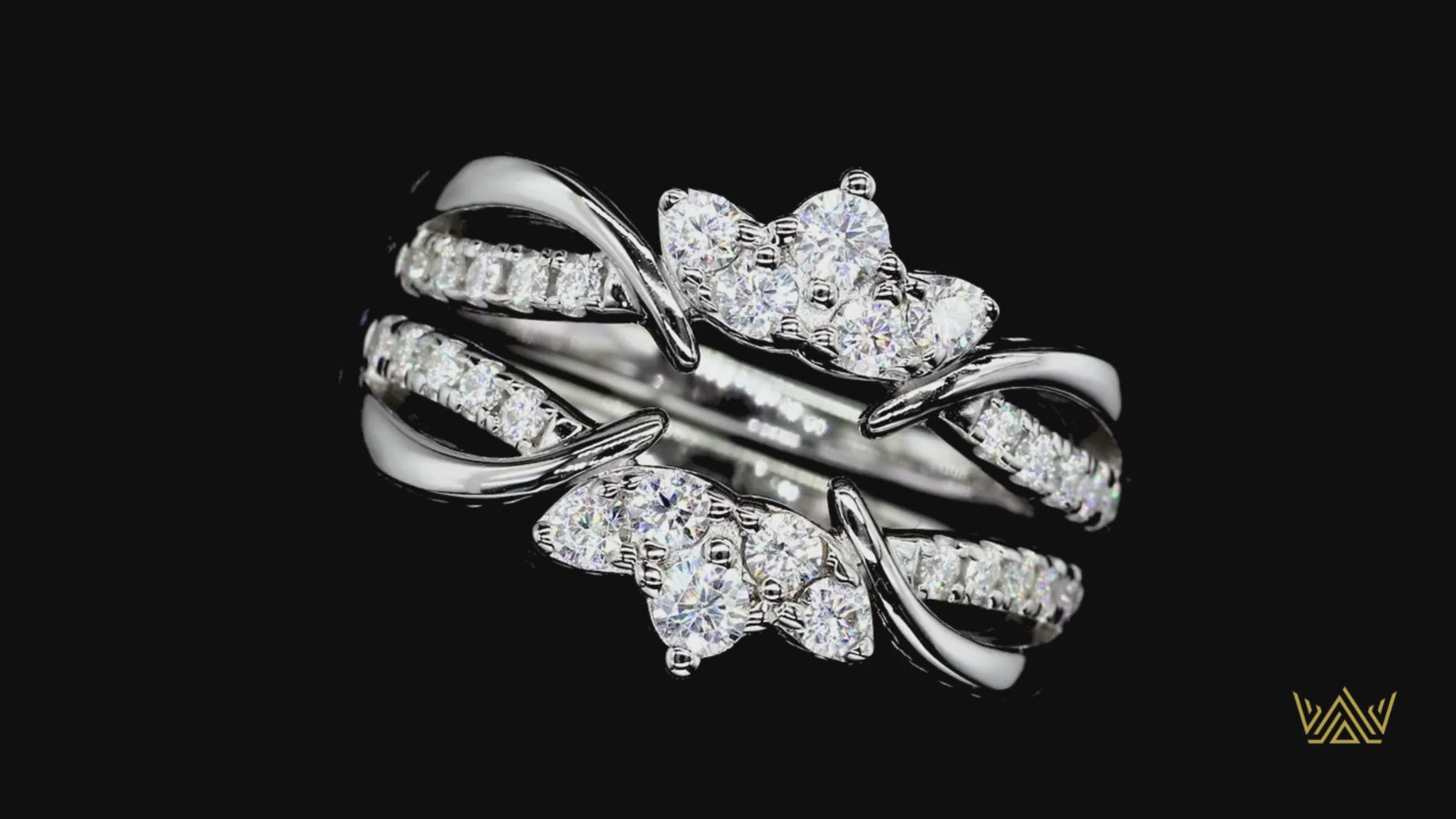 Moissanite Wedding Band Set - Crown Bridal Ring