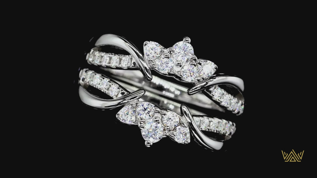 Moissanite Wedding Band Set - Crown Bridal Ring