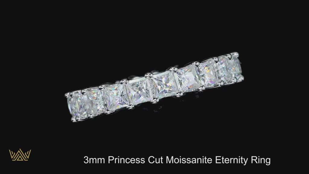 D Color Moissanite Eternity Band - 3mm Princess Cut