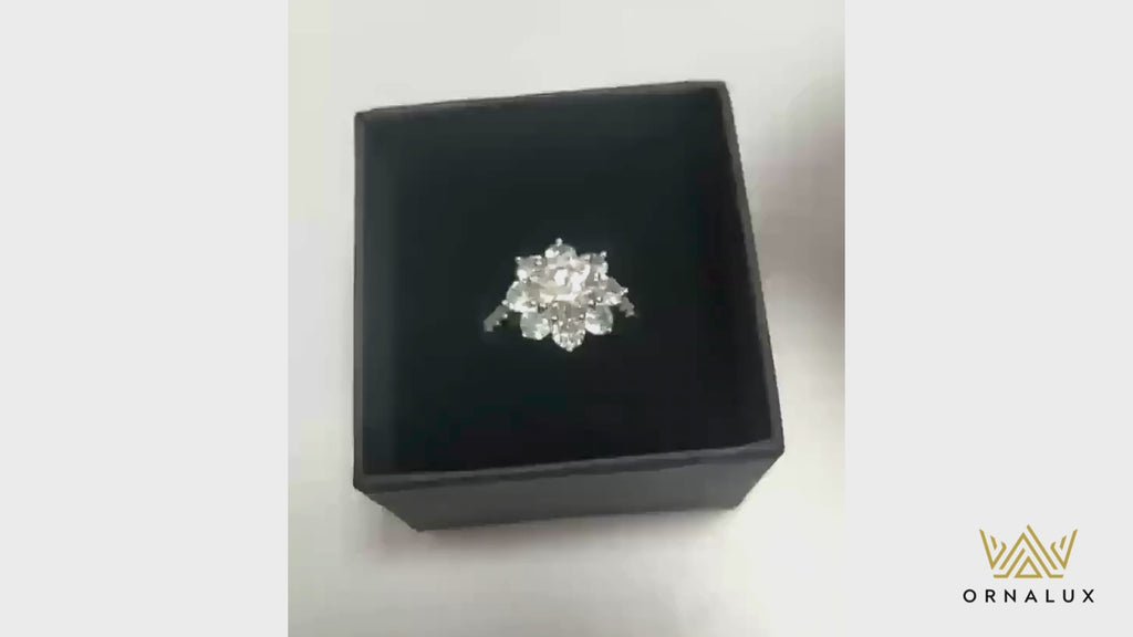 Real Moissanite Sun Flower Ring 2.0CT