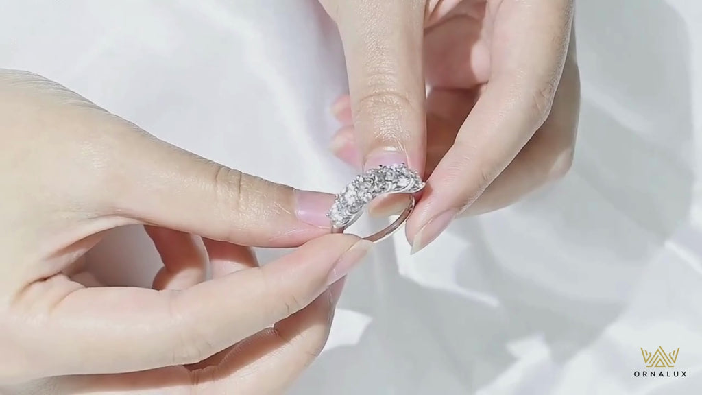 3.6CT MOISSANITE RING 5 STONES SPARKLING DIAMOND WEDDING BAND S925 STERLING SILVER 18K PLATED