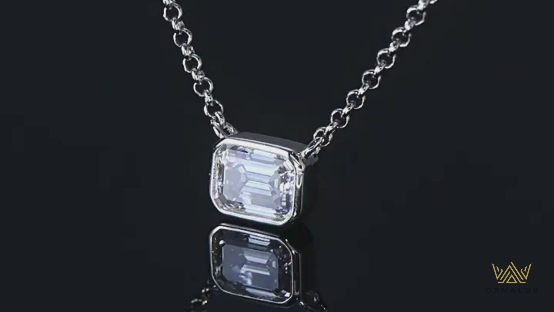 1CT Emerald Cut Moissanite Pendant - 925 Sterling Silver