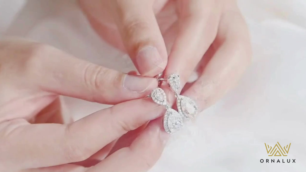 4.17Cttw Moissanite Drop Earrings Pear Cut