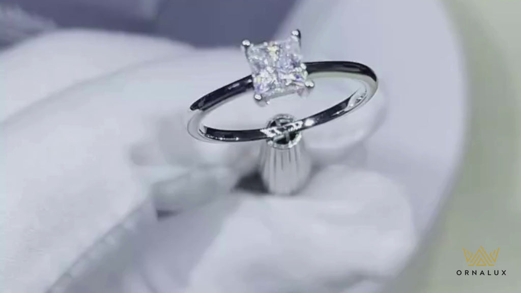 4.5mm Princess Cut Moissanite Solitaire Ring