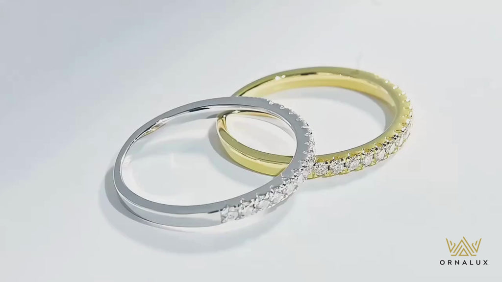 Moissanite Ring Wedding Band 925 Silver 18k Plating