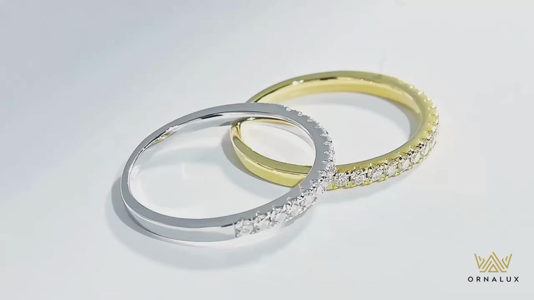 Moissanite Ring Wedding Band 925 Silver 18k Plating