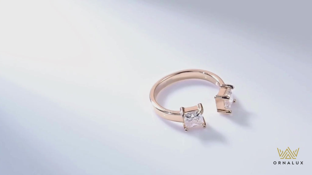 1CTTW Princess Cut Moissanite Ring - Adjustable