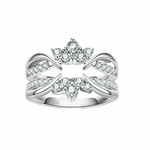 Moissanite Wedding Band Set - Crown Bridal Ring - Ornalux